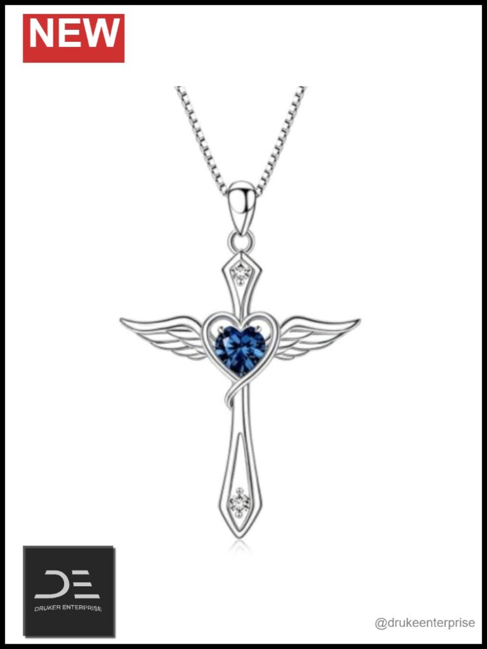 Angel Wing Cross Pendant Necklace Hypoallergenic Christian Jewelry